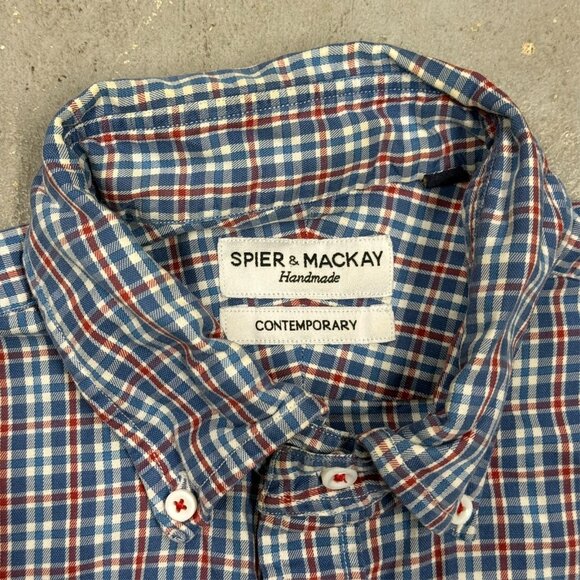 Spier & Mackay Dress Shirt Handmade Plaid Button Down Cotton 15.5 Medium - Picture 6 of 11